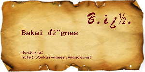 Bakai Ágnes névjegykártya